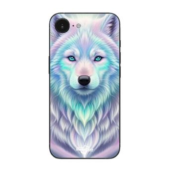 Capa Maniacase para Iphone 16E | Branco Lobo Reflexo Roxo - 1