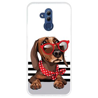 Capa Hapdey Para Huawei Mate 20 Lite Design Filhote de Dachshund Roupa de Verão Vermelho Capa de Silicone Flexível Em TPU - Transparente - 1