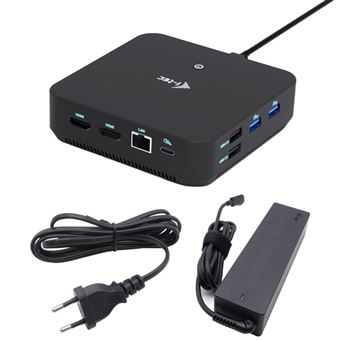 Base & Duplicador de Portas i-tec USB-C DP Dual HDMI Docking Station with Power Delivery 100 W + Universal Charger 100W | Preto - 1