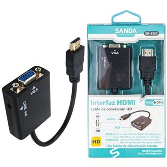 Adaptador HDMI para VGA Sanda Sd-4553 com Áudio - Preto - 1