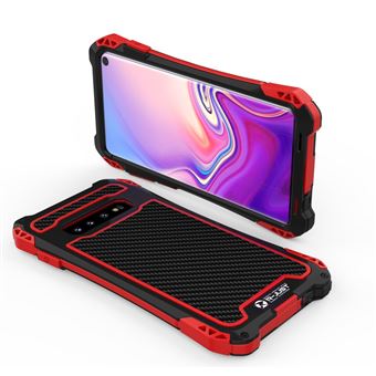 Capa Magunivers de TPU Fibra de Carbono Anti-Queda Vermelho/Preto para Samsung Galaxy S10