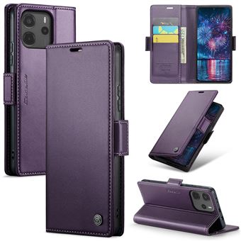 Capa FOXDOCK para Xiaomi Redmi Note 14 4G | Bloqueio RFID | Fecho Magnético | Flip | Pele | 3 Compartimentos para Cartões | Roxo - 1