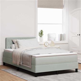 Cama Box Spring LED vidaXL | Cinzento-claro | 120 x 200 cm | Veludo - 1