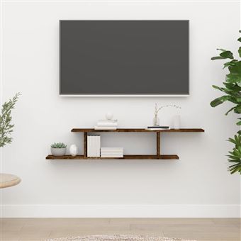 Prateleira TV parede vidaXL | 125x18x23cm | derivado madeira carvalho fum. - 1