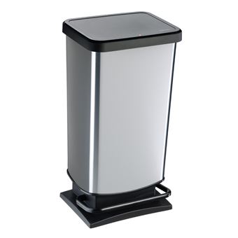 Caixote do Lixo Rotho Paso 40 l Retangular Polipropileno (PP) Preto, Prateado - 1
