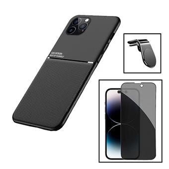 Kit Phonecare Capa Magnetic Lux + Anti-Spy 5D Full Cover + Suporte Magnético L Safe Driving para Apple iPhone 15 Pro - Preto - 1