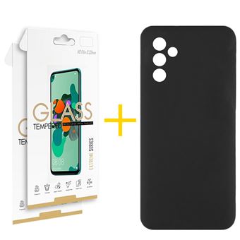Pack 2 x Película de Vidro Temperado 2.5D + Capa skyhe para Samsung Galaxy A26 5G | Silicone Líquido | Preto - 1