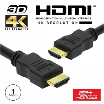 Cabo Hdmi Alpha-Elettronica Dourado Macho / Macho 2.0 4K Preto 1M - 1