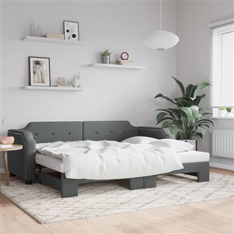 Sofá-cama com Gavetão vidaXL | 90x200 cm | tecido cinzento-escuro - 1