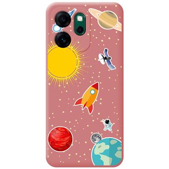 Capa Tumundosmartphone de silicone líquido rosa para Oppo Reno 14 FS / 14FS 5G | Space Design Drawings - 1