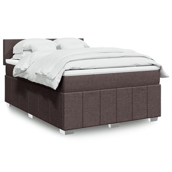 Cama com molas/colchão vidaXL | 140x190 cm | tecido castanho-escuro - 1