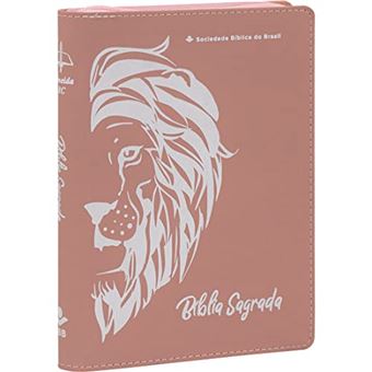 Bíblia Linha Ouro Leão Letra Grande Rosa - 1