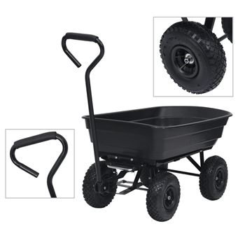 Carrinho de Mão vidaXL basculante para jardim 300 kg 75 L preto - 1