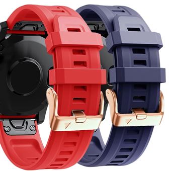 Pack 2 x Braceletes de Silicone com Fecho de Metal Antiimpacto para Garmin Instinct 2S Solar - Vermelho e Roxo - 1