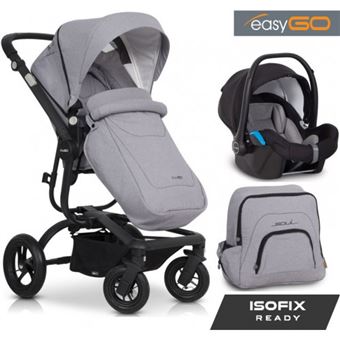 Carrinho Multifuncional Easy-Go Soul + Starter 0+ Isofix Ready Fox | Cinzento - 1