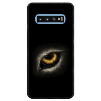 Capa Silicone Hapdey Para Samsung Galaxy S10 Design Olho de Lobo Olhando Para Você Flexível Em TPU - Preto