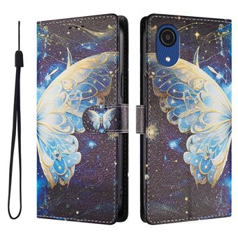 Capa FLOODKING para Samsung Galaxy A03 Core | Suporte | Porta-Cartões e Alça | Padrões Decorativos | Azul e Roxo - 1