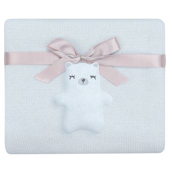 Manta de malha em algodão Kikka Boo Bear with me Azul - 1