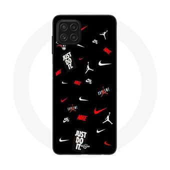 Capa Maniacase para Samsung Galaxy A22 4G Nike Jordan Branco Vermelho Fundo Preto - 1