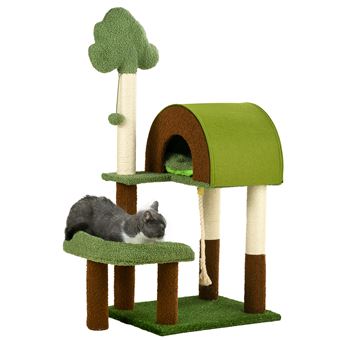 Arranhador para Gatos PawHut | 49x40x107 cm | Verde - 1