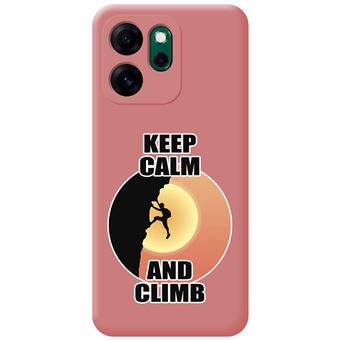 Capa Tumundosmartphone de silicone líquido rosa para Oppo Reno 14 FS / 14FS 5G | desenhos de homem escalando - 1