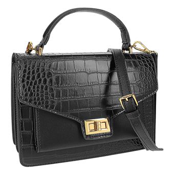 Bolsa Tiracolo Gallantry em couro sintético com efeito crocodilo | Preto - 1