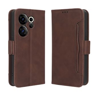 Capa FOXDOCK Protetora para Tecno Camon 20 Premier 5G | Suporte e Flip de couro PU | À Prova de Choque | Castanho - 1