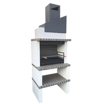 Churrasqueira simples ARTICIMENTOS BBQ CONNECT produzida em tijolo cinza e betão, betão pintado de branco | 90x68x245cm - 1