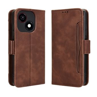 Capa FOXDOCK Protetora para ZTE Blade A35e/Z2466 | Suporte e Flip de couro PU | À Prova de Choque | Castanho - 1