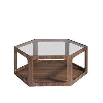 Mesa de Café Hexagonal Angel Cerda 2023 | Folheado de Madeira  | 34 x 92 x 80 cm - 1