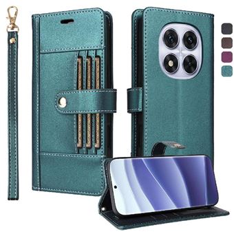Capa Carteira Flip ZURSANA para Xiaomi Redmi Note 14 Pro 4G/5G com Bloqueio RFID | Pulseira e 6 Porta-Cartões - Verde - 1