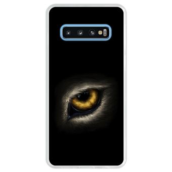 Capa Hapdey Para Samsung Galaxy S10 Design Olho de Lobo Olhando Para Você Capa de Silicone Flexível Em TPU - Transparente