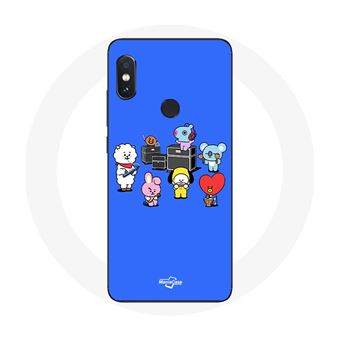 Capa Maniacase para Xiaomiredmi Note 5 Ai Dual Camera Bts Bt21 Tata Chimmy Cooky Rj Koya Shooky emang Jouent de La Música Fundo Azul - 1
