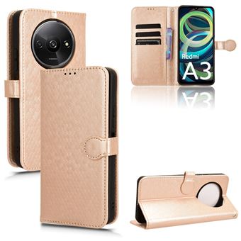 Capa FOXDOCK para Xiaomi Redmi A3 | Fecho Magnético | TPU Macio | Compartimentos para Cartões | Dourado - 1