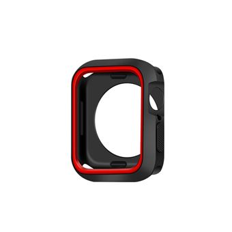 Capa de Silicone HSMY Bicolor com Protetor de Ecrã para Apple Watch Series 6 / SE | 44 mm - Preto&Vermelho - 1