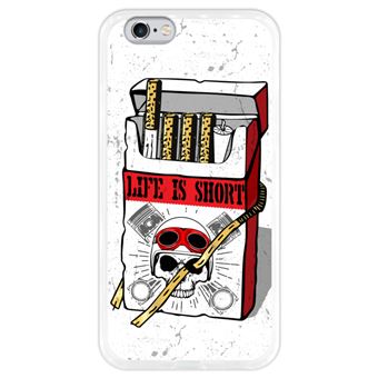 Capa Hapdey para iPhone 6 6S Design Caveira, A Vida é Curta em Silicone Flexível e TPU - 1