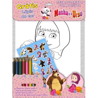 Masha E O Urso - Mega Colorindo Com Adesivos - 1