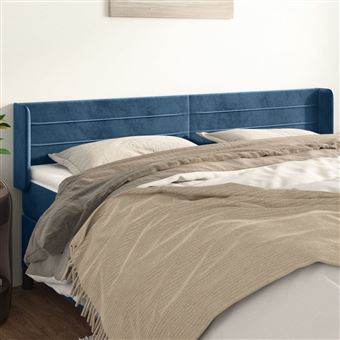 Cabeceira de Cama com Abas vidaXL | Tecido | 183x16x78/88cm | azul-escuro - 1