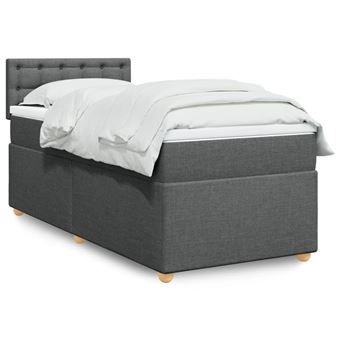 Cama box spring com colchão de solteiro vidaXL | tecido cinzento-escuro - 1