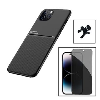 Kit Phonecare Capa Magnetic Lux + Anti-Spy 5D Full Cover + Suporte Magnético de Carro Reforçado para Apple iPhone 15 - Preto - 1