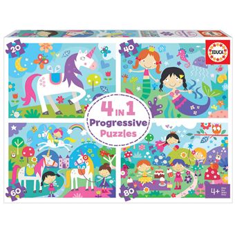 Puzzle Educa Progressivo Mundo De Fantasia 18905 | 20-40-60-80 Peças - 1