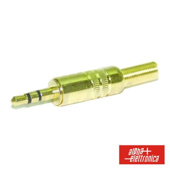 Ficha Jack Alpha-Elettronica 3.5Mm Macho Stéreo com Proteção Dourado - 1