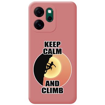 Capa Tumundosmartphone de silicone líquido rosa para Oppo Reno 14 FS / 14FS 5G | desenhos de mulher escalando - 1