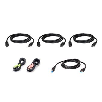 Cabo Kvm ATEN Kit de Cabo KVM Triplo Ecrã DisplayPort USB de 1,8 M | Preto - 1