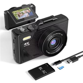 Máquinas Fotográficas Compactas SZSMART W1 de nível básico | 4K | HD | 64MP | 16xZoom 3" + 32G | preto - 1