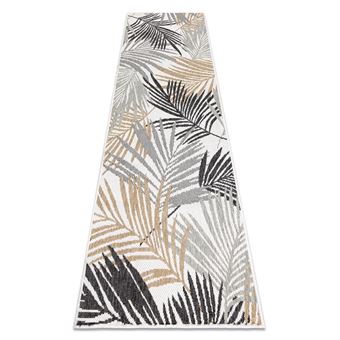 Tapete Passadeira RugsX  Sizal Cooper Folhas 22258 | Crua / Preto | 70X250 cm - 1