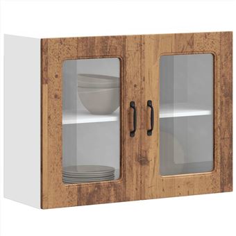 Armário de parede de cozinha vidaXL | porta vidro Kalmar madeira velha - 1