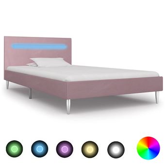 Estrutura de Cama vidaXL com LED 90x200 cm tecido cor-de-rosa - 1