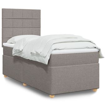Cama com molas e colchão vidaXL | 100x200 cm | tecido cinza-acastanhado - 1