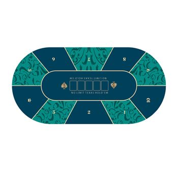 Toalha de Mesa de Póquer Oval Royal Bailey 101 Texas Hold'em Casino | 10 Pessoas | 1200x600x2mm |Verde Claro/Verde Escuro - 1